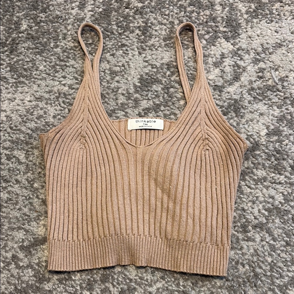Molly and Zoey Women's Tan Ribbed Top